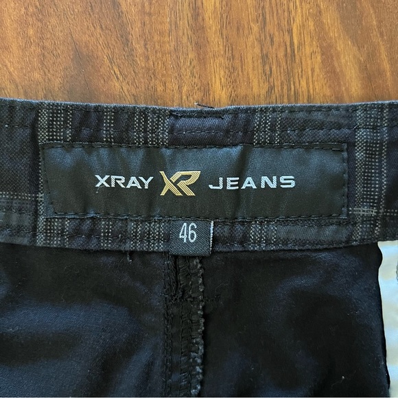 XRAY Jeans Mens Long Cargo Shorts With Draw Cord Black Plaid size 46 - Picture 6 of 10